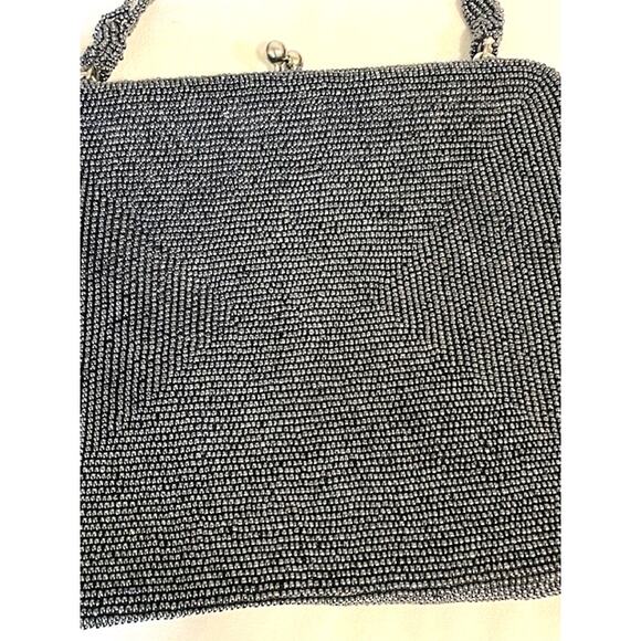 Vintage 60s Richere Bag by Walborg Black Hand Made Beaded Evening Purse - Picture 8 of 9